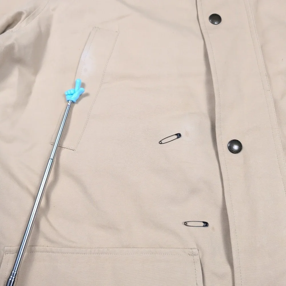 VTG Polo Ralph Lauren M FieldbJacket XL Tan Brown Leather Trim‎ Button Up Barn